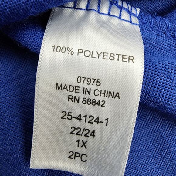 Roaman's Tunic Top Woman's Size 22/24 1X Blue Velour Velvet Long Sleeve V Neck - Picture 9 of 10